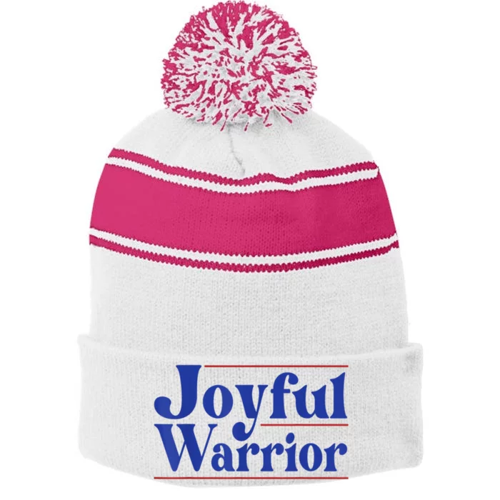 Kamala Harris Tim Walz Waltz 2024 Joyful Warriors Stripe Pom Pom Beanie