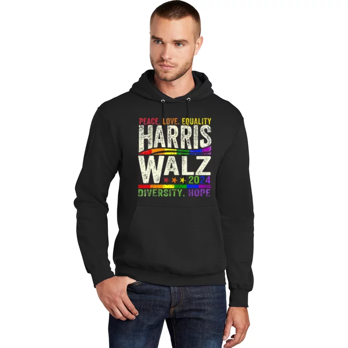 Kamala Harris Tim Walz 2024 Peace Lgbt Harris Walz Waltz Hoodie