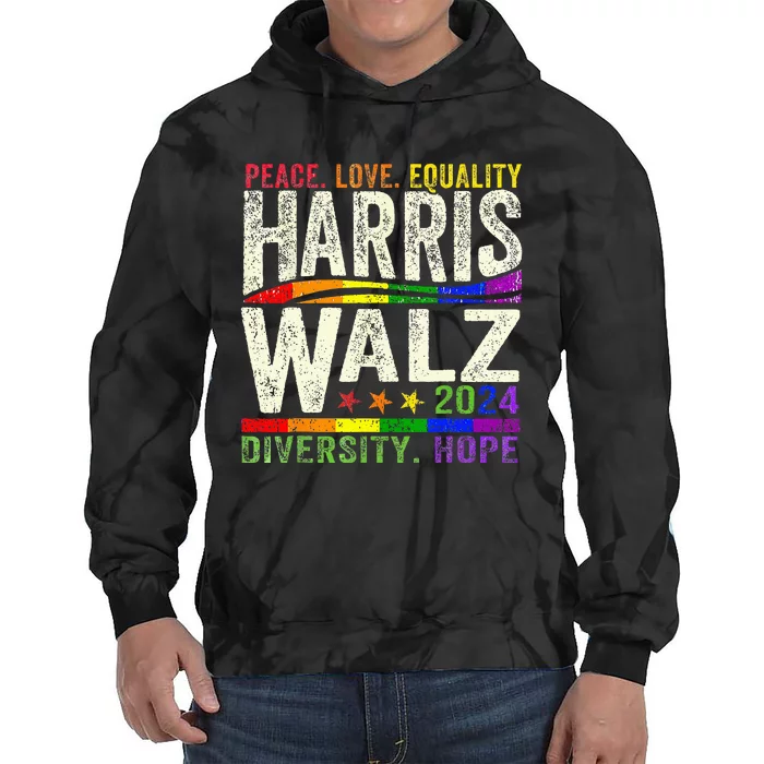 Kamala Harris Tim Walz 2024 Peace Lgbt Harris Walz Waltz Tie Dye Hoodie