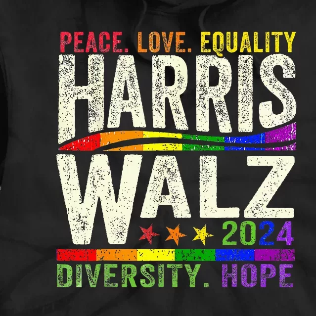 Kamala Harris Tim Walz 2024 Peace Lgbt Harris Walz Waltz Tie Dye Hoodie