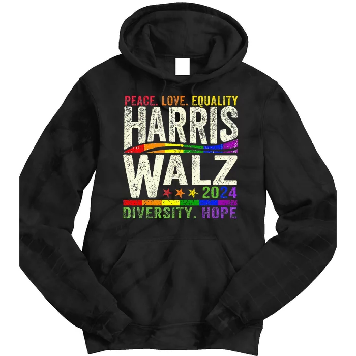 Kamala Harris Tim Walz 2024 Peace Lgbt Harris Walz Waltz Tie Dye Hoodie