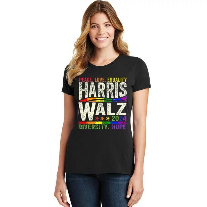 Kamala Harris Tim Walz 2024 Peace Lgbt Harris Walz Waltz Women's T-Shirt