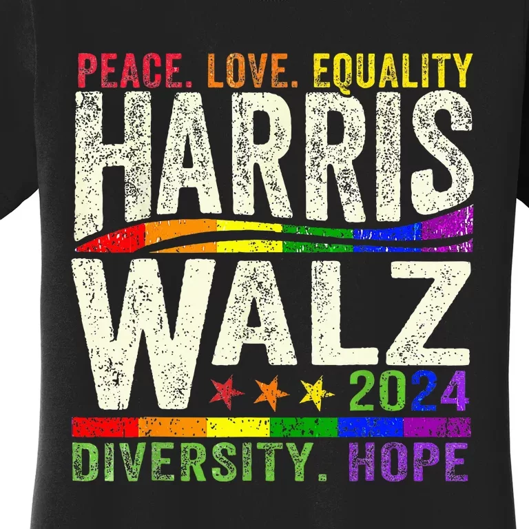 Kamala Harris Tim Walz 2024 Peace Lgbt Harris Walz Waltz Women's T-Shirt