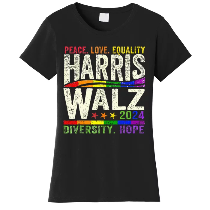 Kamala Harris Tim Walz 2024 Peace Lgbt Harris Walz Waltz Women's T-Shirt