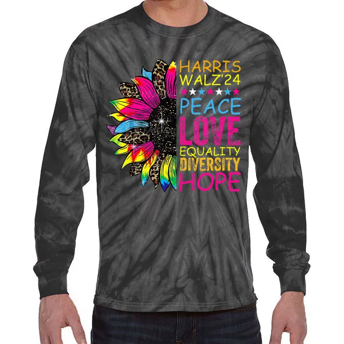 Kamala Harris Tim Walz 2024 Peace Lgbt Harris Walz Waltz Tie-Dye Long Sleeve Shirt