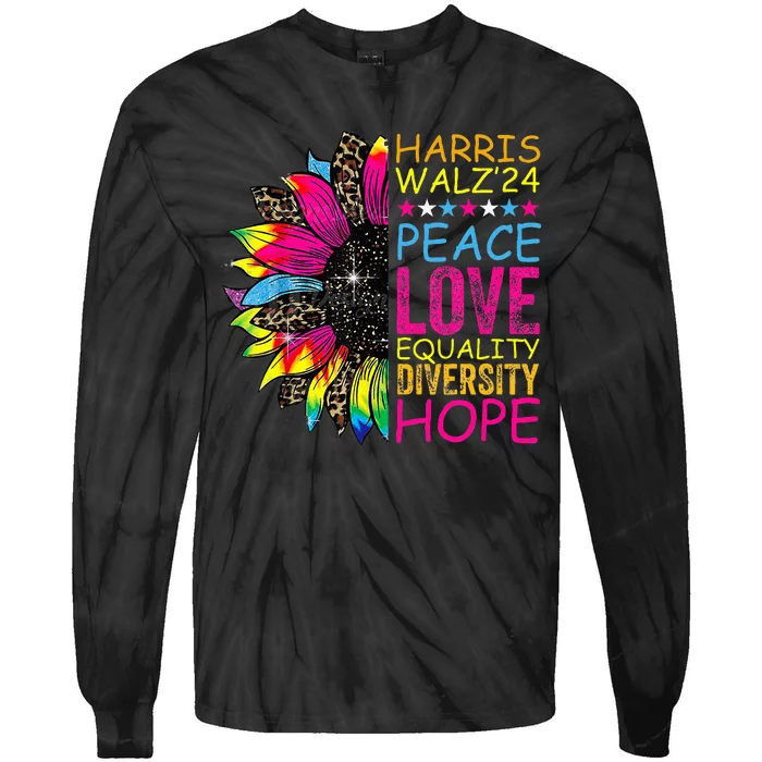 Kamala Harris Tim Walz 2024 Peace Lgbt Harris Walz Waltz Tie-Dye Long Sleeve Shirt