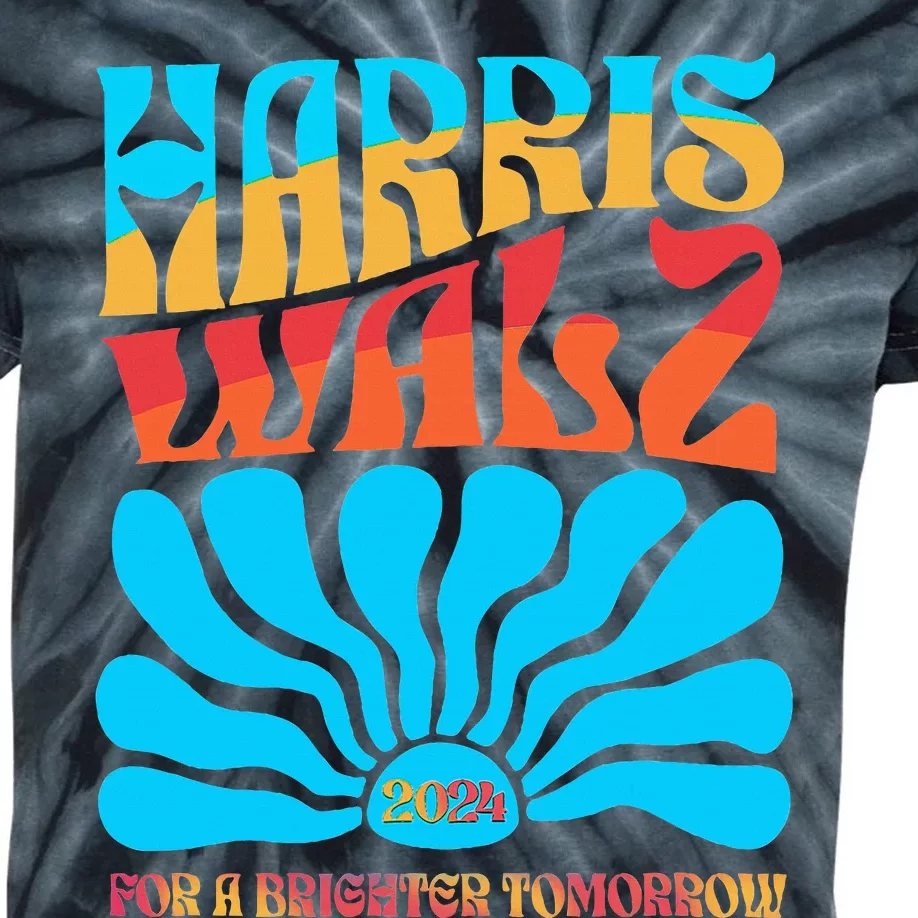 Kamala Harris Tim Walz 2024 For A Brighter Tomorrow Kids Tie-Dye T-Shirt