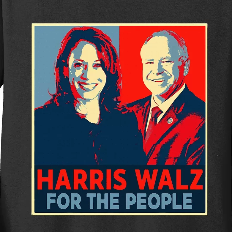 Kamala Harris Tim Walz Waltz For The People 2024 Kids Long Sleeve Shirt