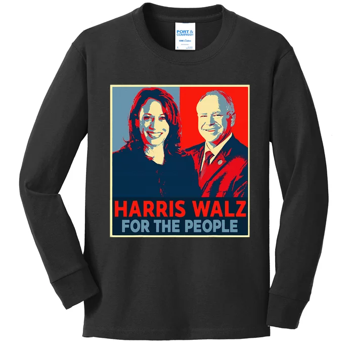 Kamala Harris Tim Walz Waltz For The People 2024 Kids Long Sleeve Shirt