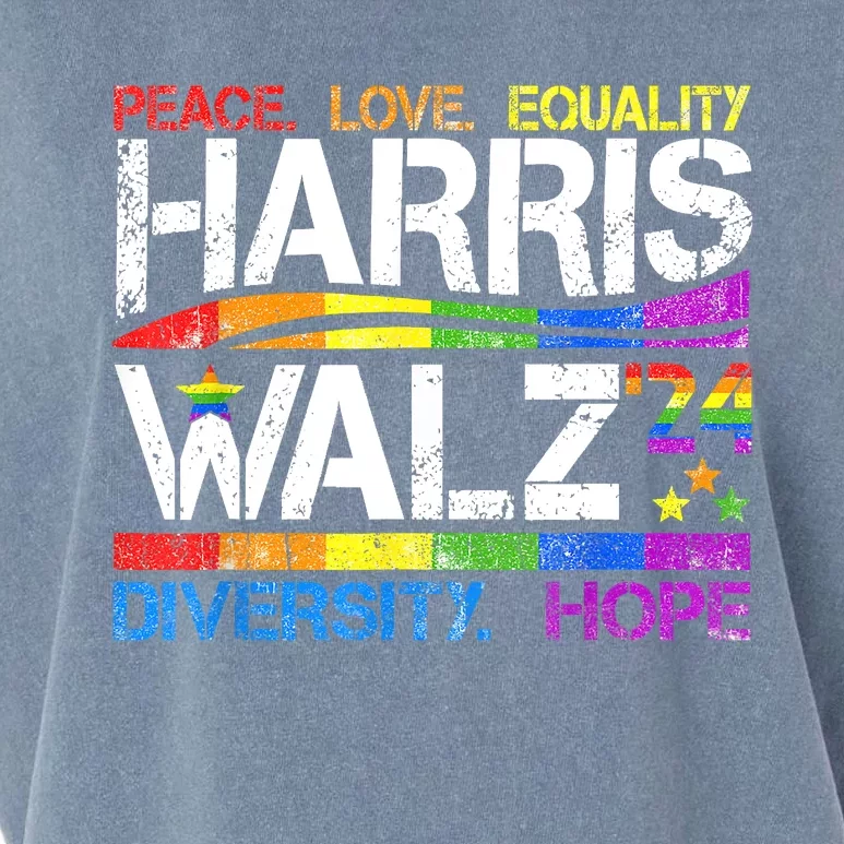 Kamala Harris Tim Walz 2024 Peace Lgbt Harris Walz Waltz Garment-Dyed Women's Muscle Tee