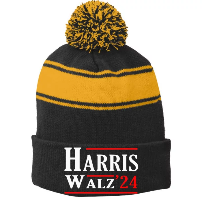 Kamala Harris Tim Walz 2024 Election Harris Walz 2024 Stripe Pom Pom Beanie