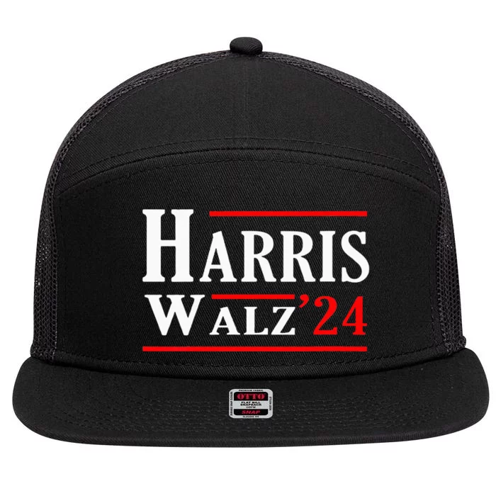 Kamala Harris Tim Walz 2024 Election Harris Walz 2024 7 Panel Mesh Trucker Snapback Hat