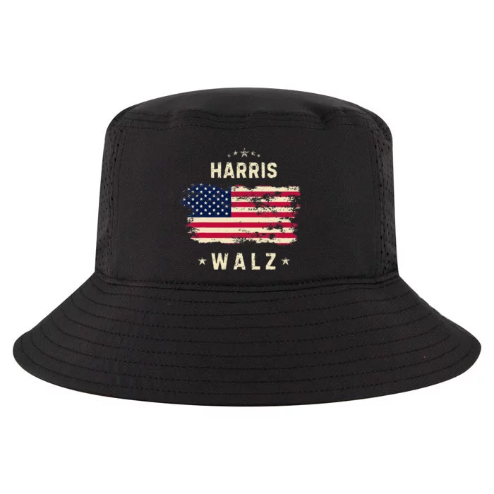 Kamala Harris Tim Walz 2024 Usa Flag Cool Comfort Performance Bucket Hat