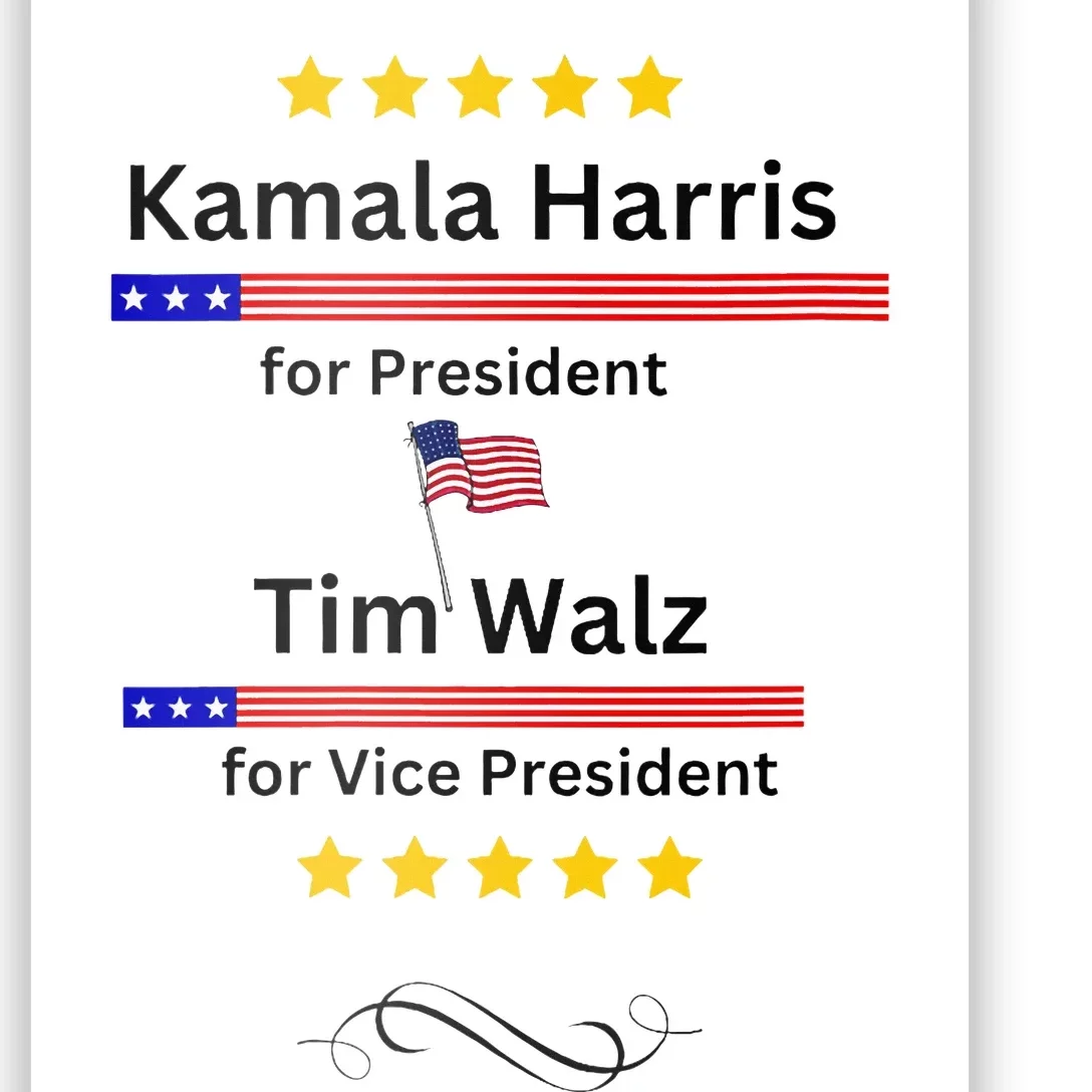 Kamala Harris Tim Walz For President And Vice President Vote Poster