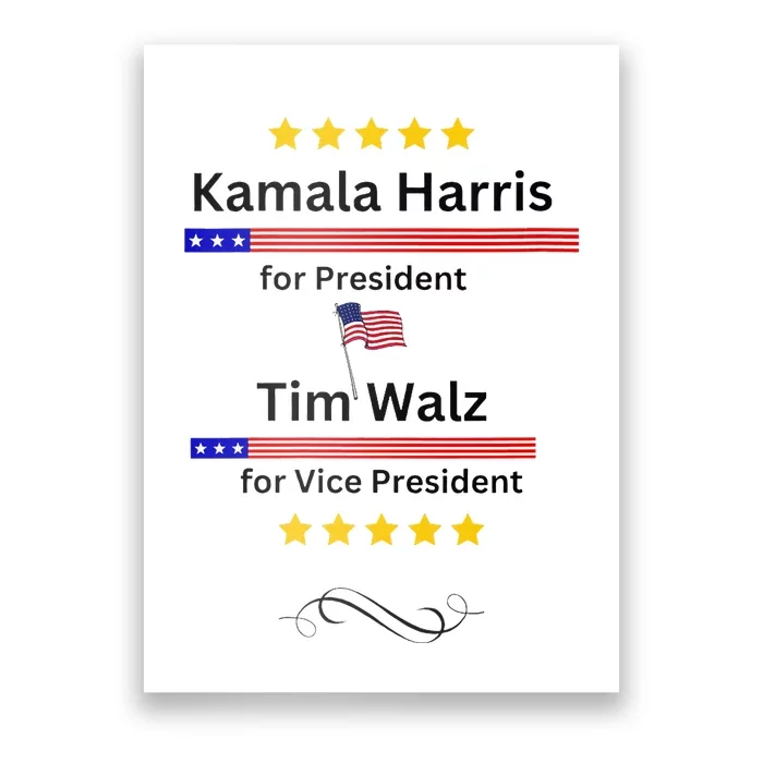 Kamala Harris Tim Walz For President And Vice President Vote Poster