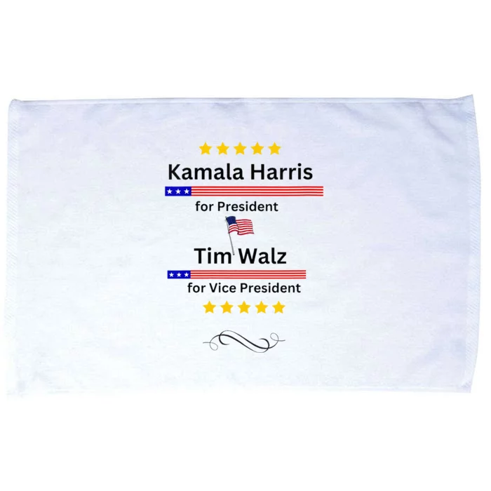 Kamala Harris Tim Walz For President And Vice President Vote Microfiber Hand Towel