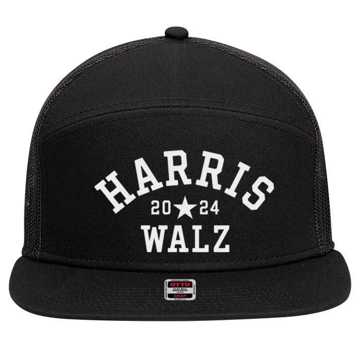 Kamala Harris Tim Walz 7 Panel Mesh Trucker Snapback Hat