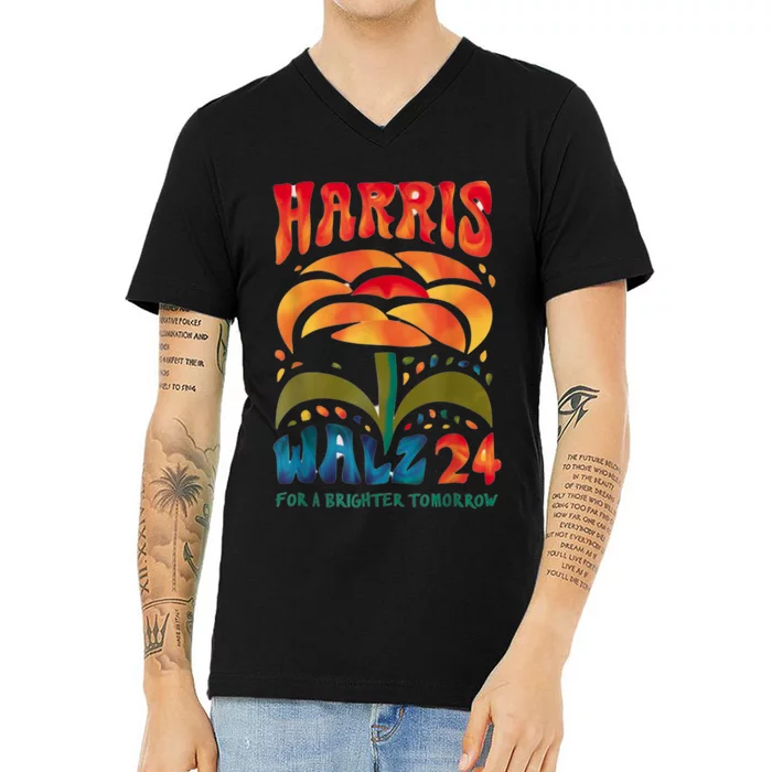 Kamala Harris Tim Walz 2024 Peace Lgbt Harris Walz Waltz V-Neck T-Shirt