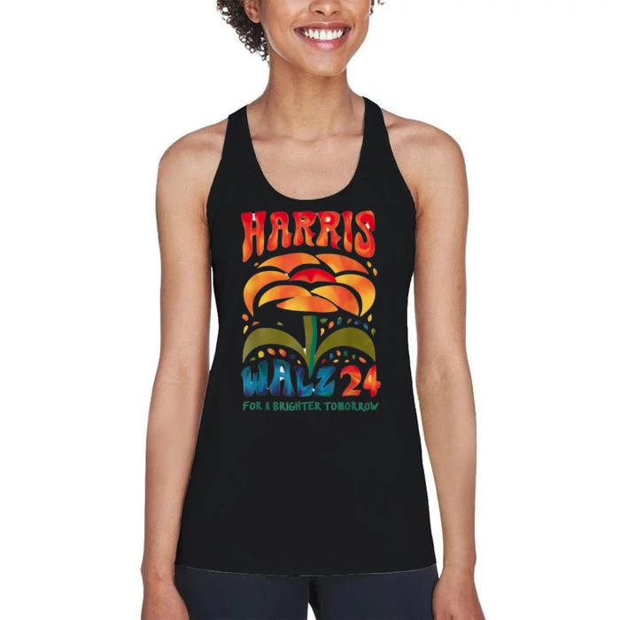 Kamala Harris Tim Walz 2024 Peace Lgbt Harris Walz Waltz Women's Racerback Tank