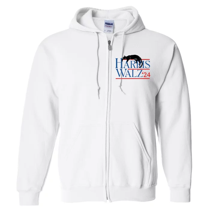 Kamala Harris Tim Walz Funny Cute Cat Election Graphic Full Zip Hoodie