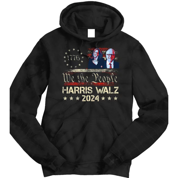 Kamala Harris Tim Walz Waltz Tie Dye Hoodie