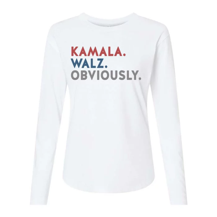 Kamala Harris Tim Walz Obviously 2024 Election Womens Cotton Relaxed Long Sleeve T-Shirt