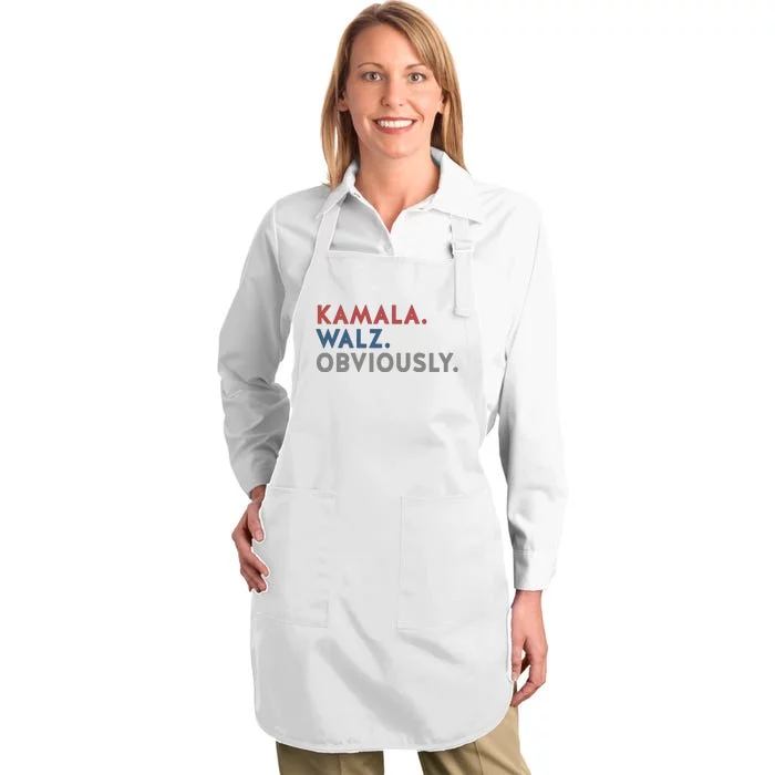 Kamala Harris Tim Walz Obviously 2024 Election Full-Length Apron With Pocket