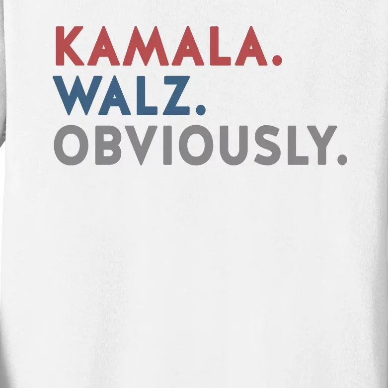 Kamala Harris Tim Walz Obviously 2024 Election Kids Long Sleeve Shirt