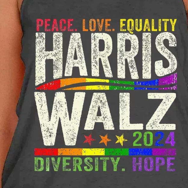 Kamala Harris Tim Walz 2024 Peace Lgbt Harris Walz Waltz Gift Women's Knotted Racerback Tank