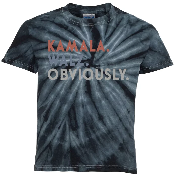 Kamala Harris Tim Walz Obviously Vote Harris Waltz 2024 Gift Kids Tie-Dye T-Shirt