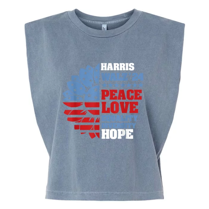 Kamala Harris Tim Walz 2024 Peace Lgbt Harris Walz Waltz Garment-Dyed Women's Muscle Tee