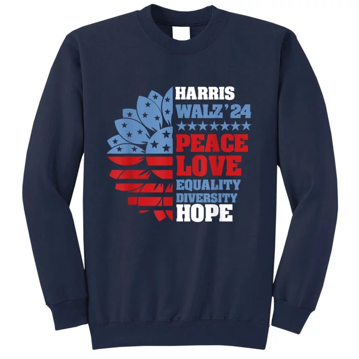 Kamala Harris Tim Walz 2024 Peace Lgbt Harris Walz Waltz Tall Sweatshirt