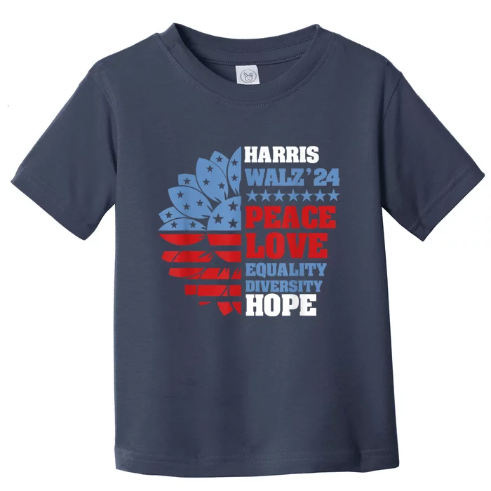 Kamala Harris Tim Walz 2024 Peace Lgbt Harris Walz Waltz Toddler T-Shirt