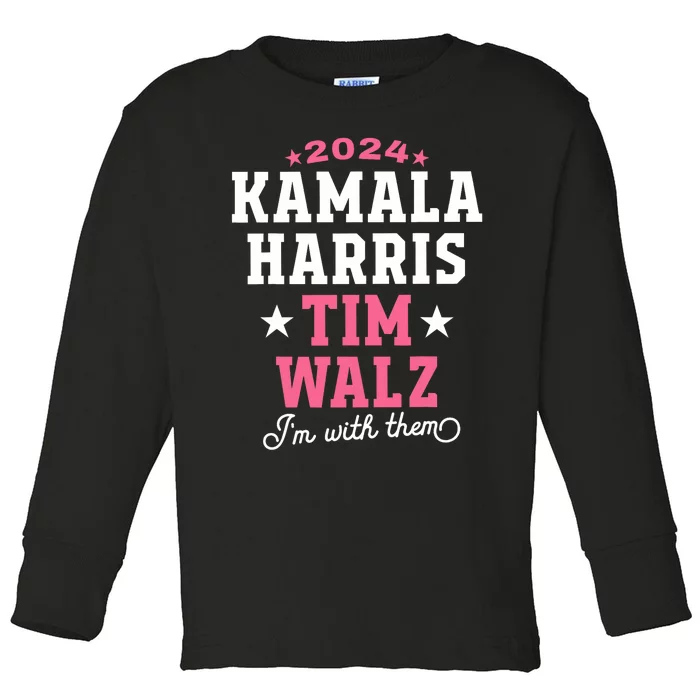 Kamala Harris Tim Walz 2024 President Election I’M With Them Toddler Long Sleeve Shirt