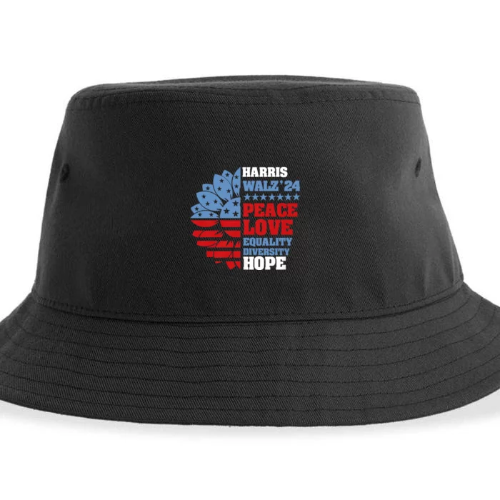 Kamala Harris Tim Walz 2024 Peace Lgbt Harris Walz Waltz Sustainable Bucket Hat