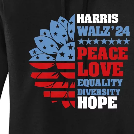 Kamala Harris Tim Walz 2024 Peace Lgbt Harris Walz Waltz Women's Pullover Hoodie