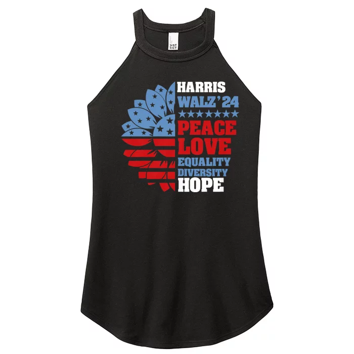 Kamala Harris Tim Walz 2024 Peace Lgbt Harris Walz Waltz Women’s Perfect Tri Rocker Tank