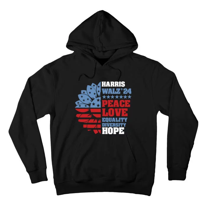 Kamala Harris Tim Walz 2024 Peace Harris Walz Waltz Tall Hoodie