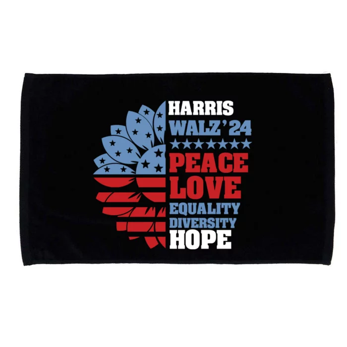 Kamala Harris Tim Walz 2024 Peace Harris Walz Waltz Microfiber Hand Towel