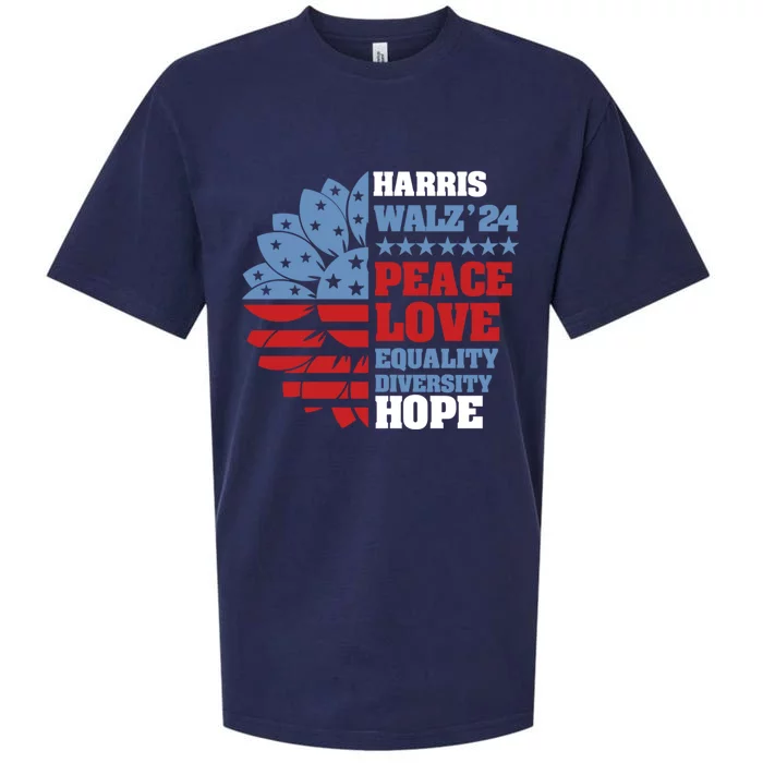 Kamala Harris Tim Walz 2024 Peace Harris Walz Waltz Sueded Cloud Jersey T-Shirt