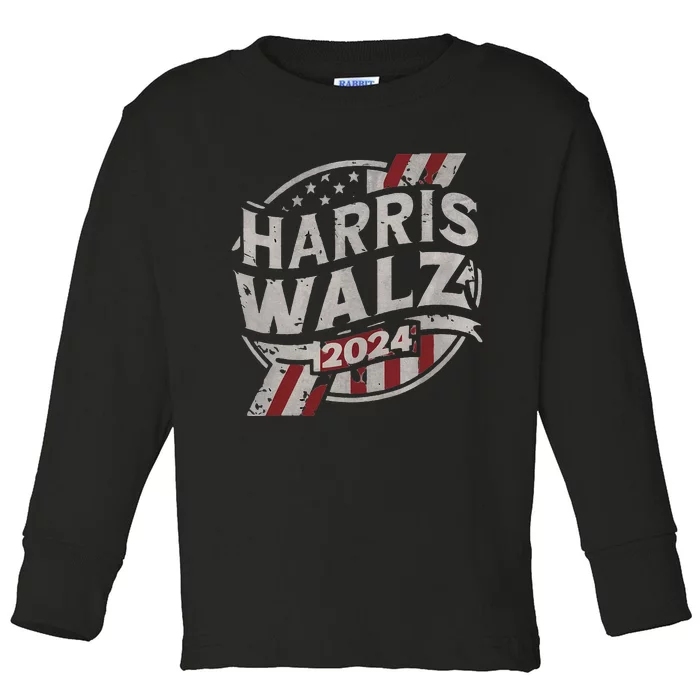 Kamala Harris Tim Walz Waltz 2024 Toddler Long Sleeve Shirt