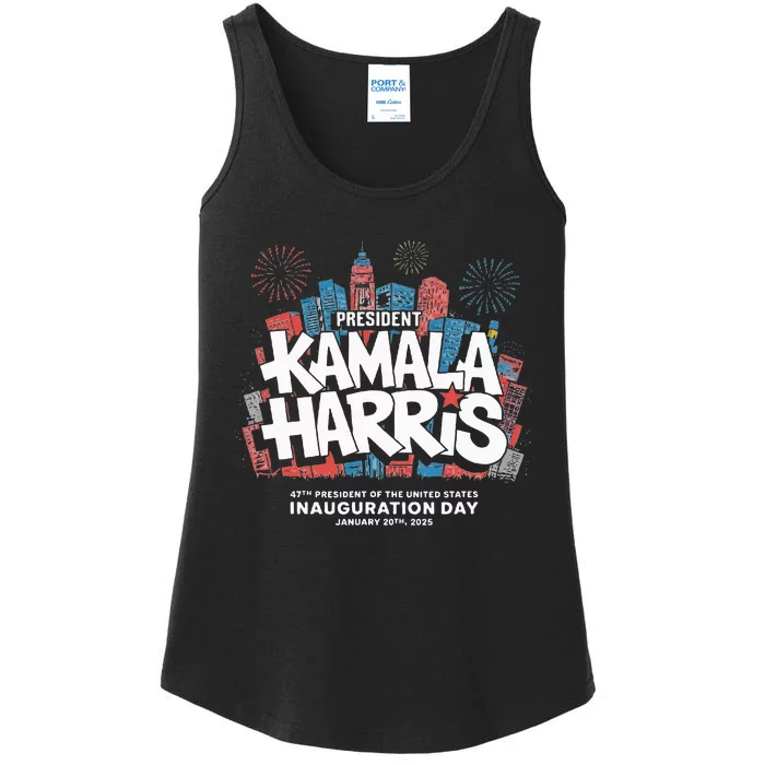 Kamala Harris Takes Office 47th President In 2025 Ladies Essential Tank