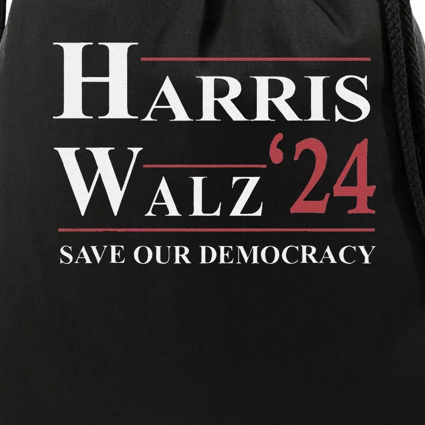 Kamala Harris Tim Walz 2024 Save Our Democracy Drawstring Bag