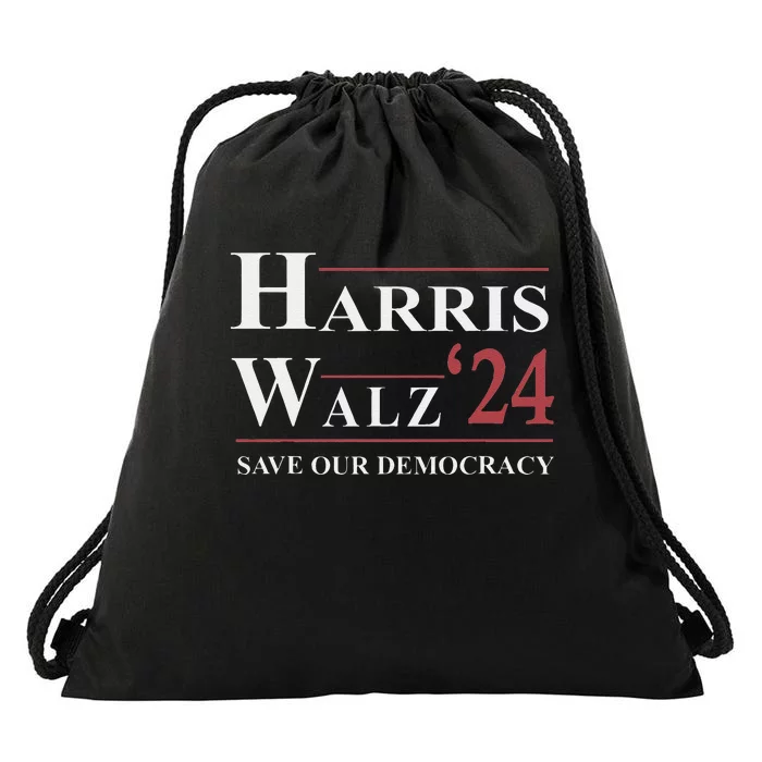 Kamala Harris Tim Walz 2024 Save Our Democracy Drawstring Bag