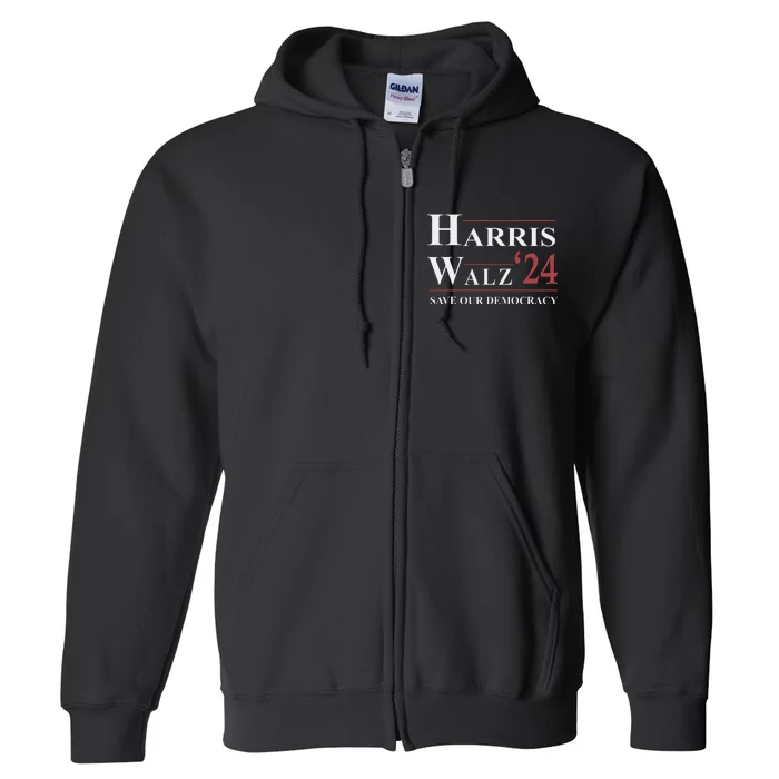 Kamala Harris Tim Walz 2024 Save Our Democracy Full Zip Hoodie