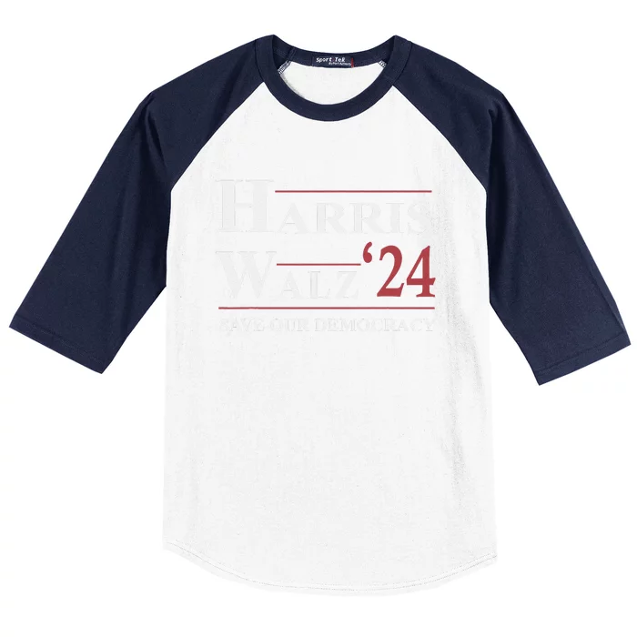 Kamala Harris Tim Walz 2024 Save Our Democracy Baseball Sleeve Shirt