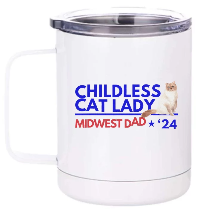 Kamala Harris Tim Walz Harris Waltz 2024 Midwest Dad Front & Back 12oz Stainless Steel Tumbler Cup