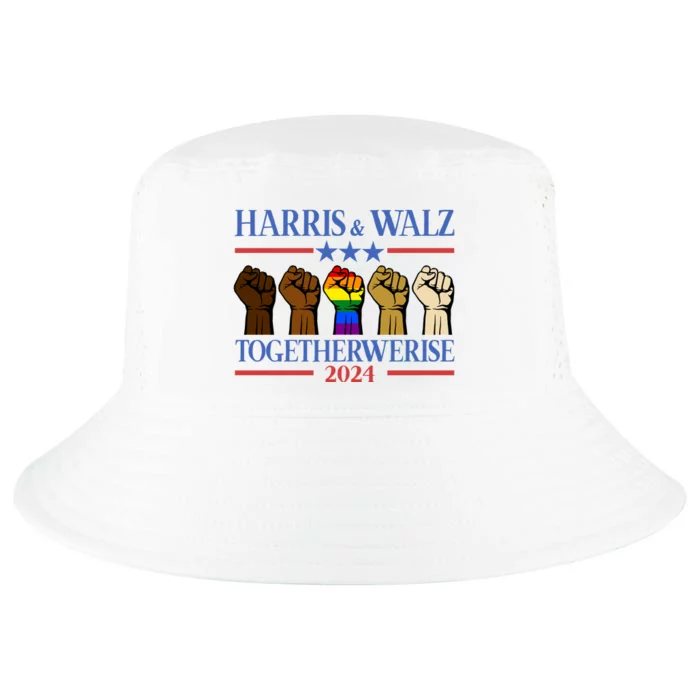 Kamala Harris Tim Walz Together We Rise Lgbt Fist Cool Comfort Performance Bucket Hat