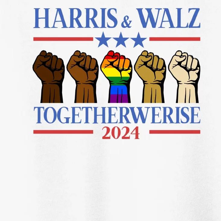 Kamala Harris Tim Walz Together We Rise Lgbt Fist Toddler T-Shirt