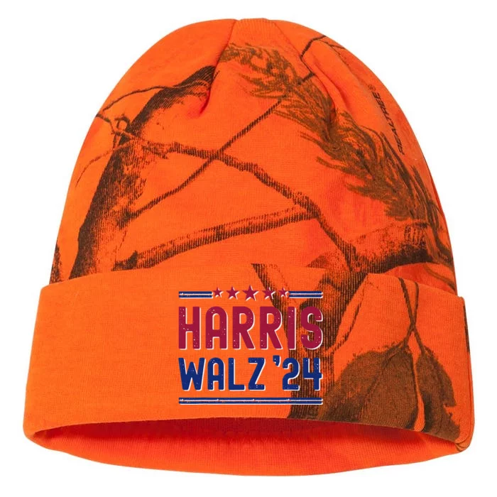 Kamala Harris Tim Walz Waltz Election Party Wear Kati - 12in Camo Beanie